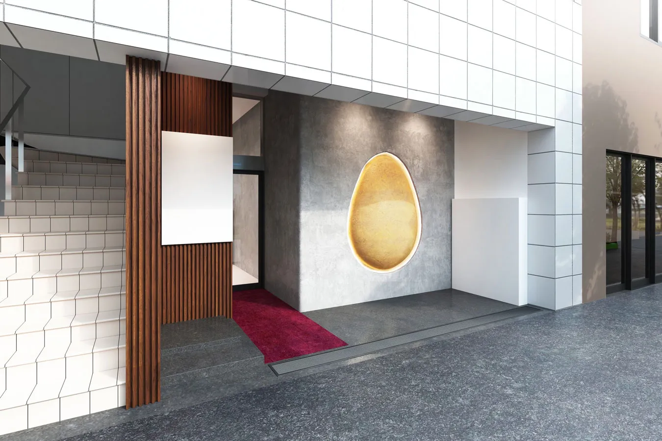 ▲店舗の目印は“金色のアボカド”