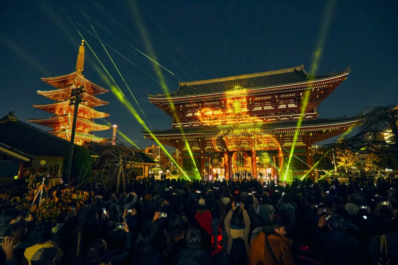 ▲浅草寺 宝蔵門/五重塔 プロジェクションマッピング