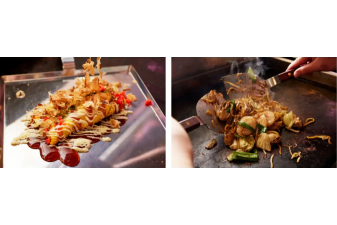 ▲「とん平焼き」（770円）、「海鮮焼きそば」（1,650円）