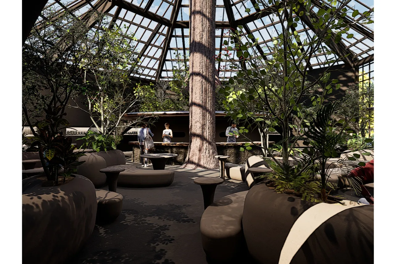 ▲カフェ棟：森のカフェ　 ※画像はイメージです©KCC Co,Ltd ©basio Co.,Ltd.