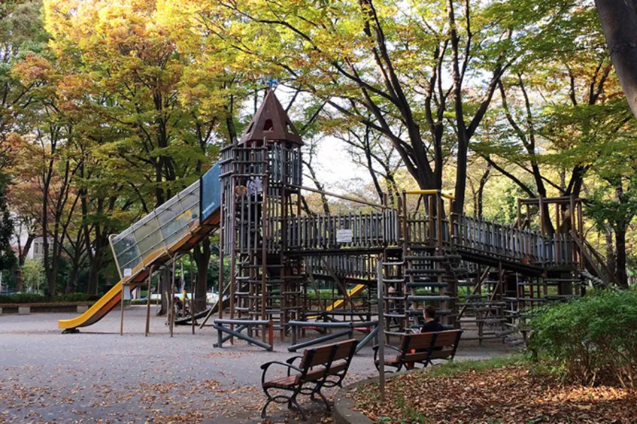 ▲プチアスレチックが楽しめる木製遊具
