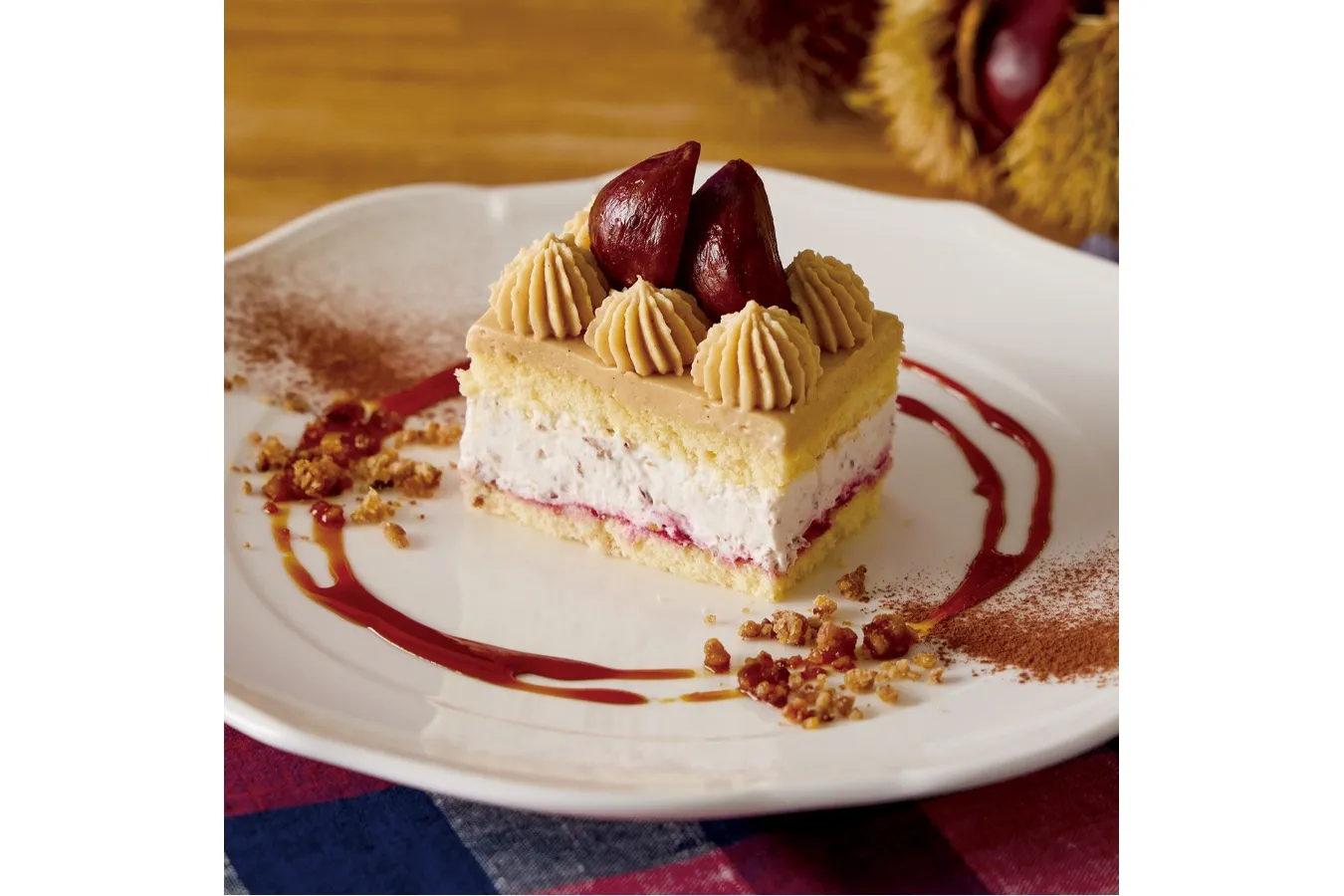 ▲「栗とラムレーズンのショートケーキ」