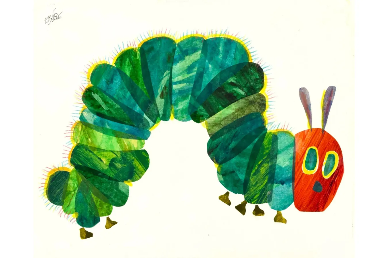 ▲『はらぺこあおむし』1987年版 表紙　Collection of the Eric and Barbara Carle Foundation. (C) 1969, 1987 Penguin Random House LLC.