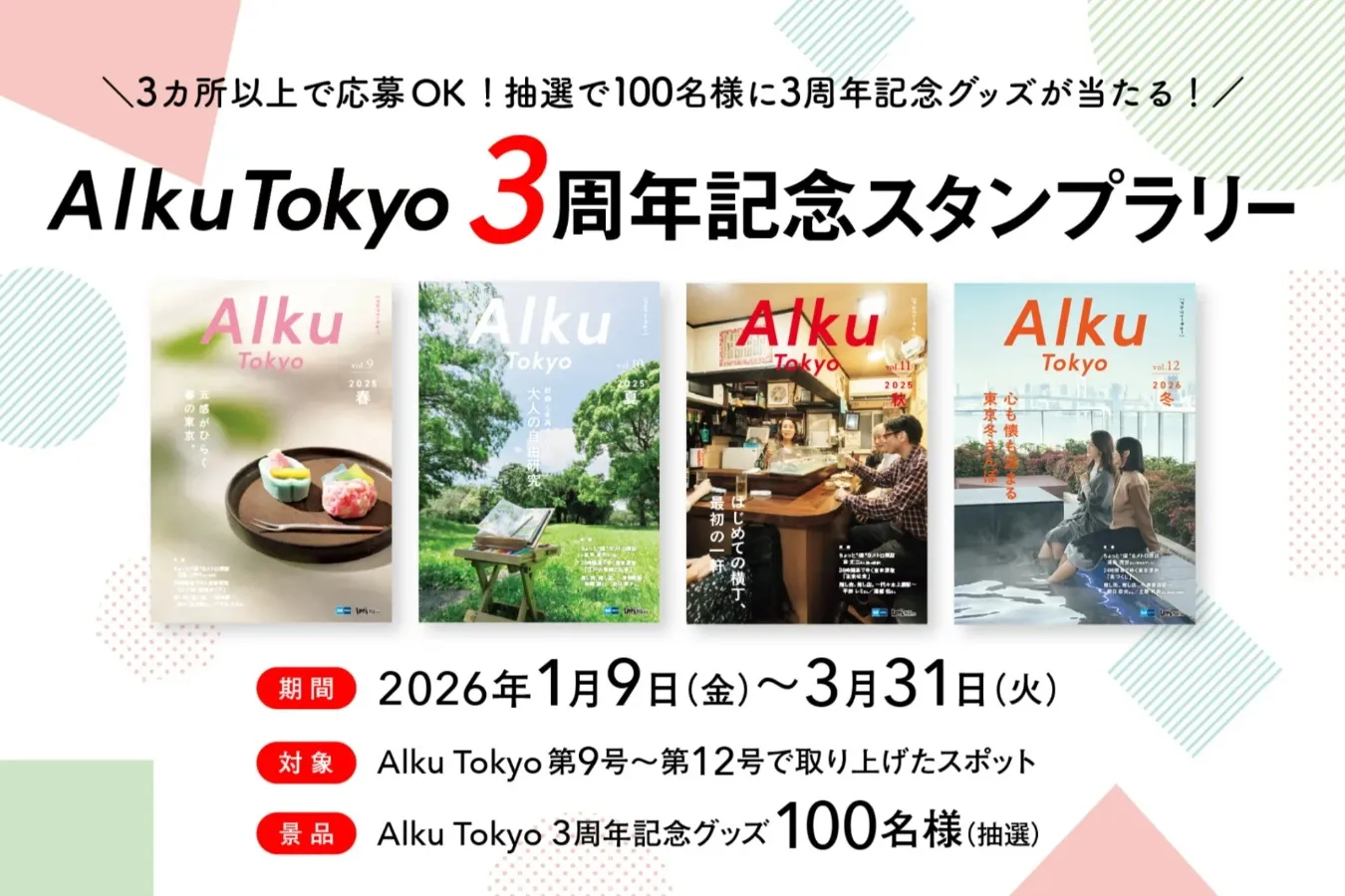 抽選で100名に当たる！『Alku Tokyo 3周年記念スタンプラリー』記念グッズ紹介_3472827