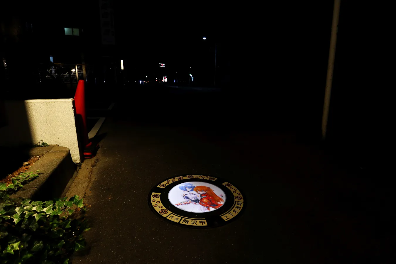 街の灯りを使って撮影
「新世紀エヴァンゲリオン」イラスト：貞本義行　ⓒカラー