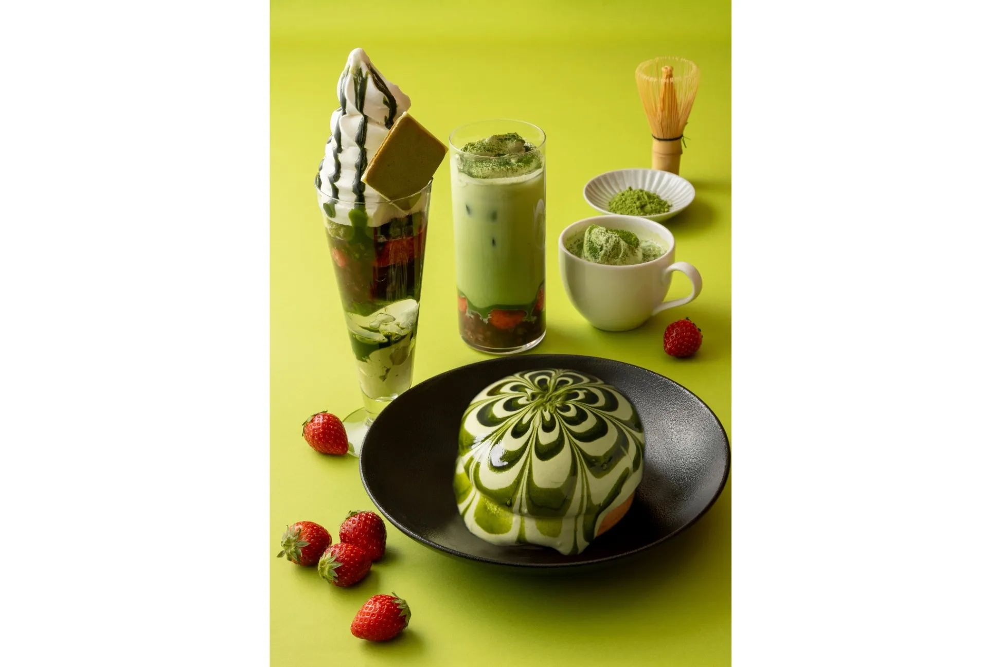 “宇治抹茶×いちご”の新作パンケーキやパフェが登場！「イシヤ日本橋」で