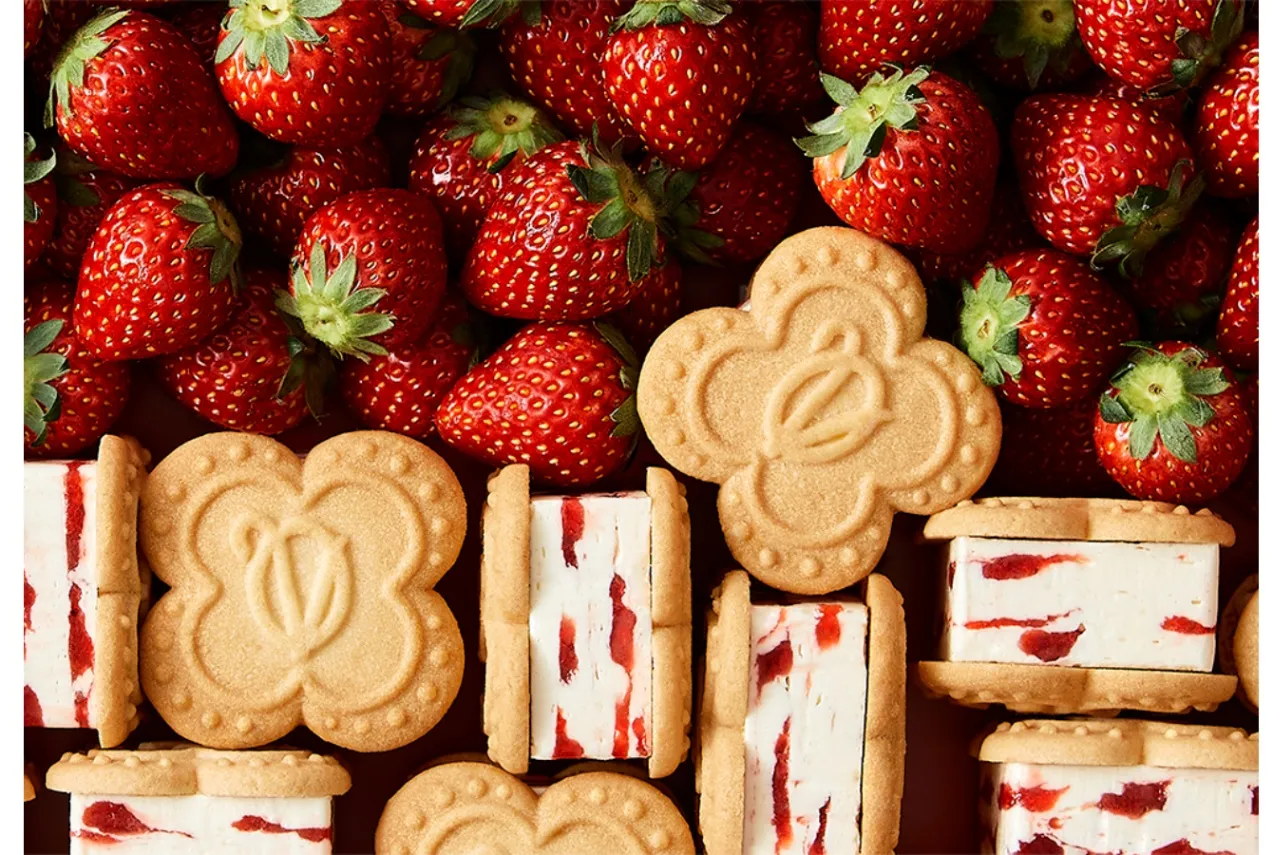 ▲「いちごバターサンド」（3個入1,620円）※時間限定販売、要冷蔵