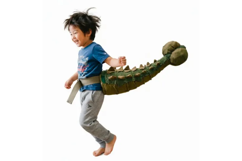 アンキロサウルスの尻尾（テール）をお尻につけてティラノサウルスと戦う体験型コンテンツ「アンキロテールバトル」