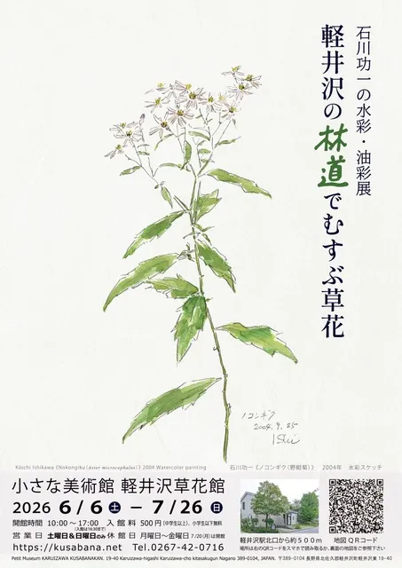 軽井沢の草花素描集 石川功一　定価36000円 石川功一の水彩・油彩展 軽井沢の林道でむすぶ草花