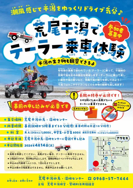 荒尾干潟でテーラー乗車体験