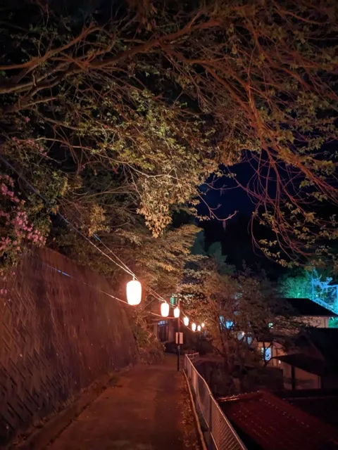 せきがね温泉街提灯点灯