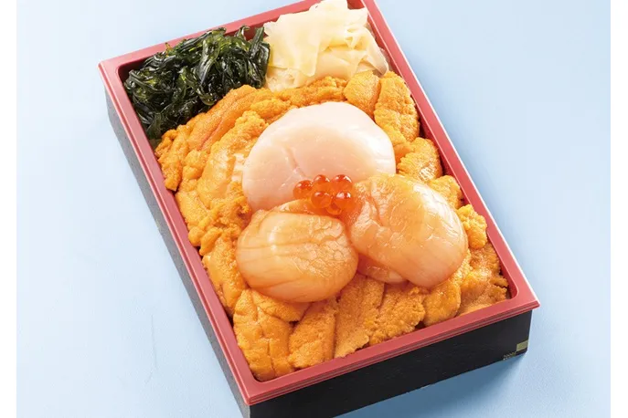 2週目のみ出店[うに専門店世壱屋]　 余市町  　紫雲丹＆帆立生＆漬け食べ比べ弁当（1折）4,320円〈各日30点限り〉