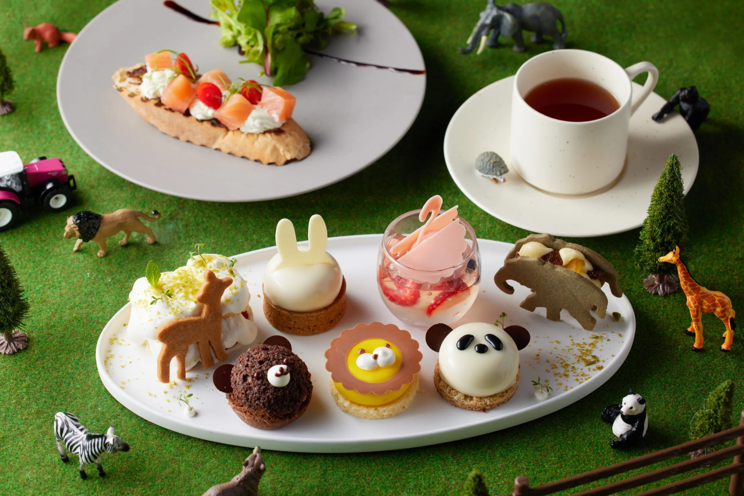 アフタヌーンティーセットのあみぐるみ スイーツ ケーキ ハンドメイド NAMIKI アニマル アフタヌーンティー