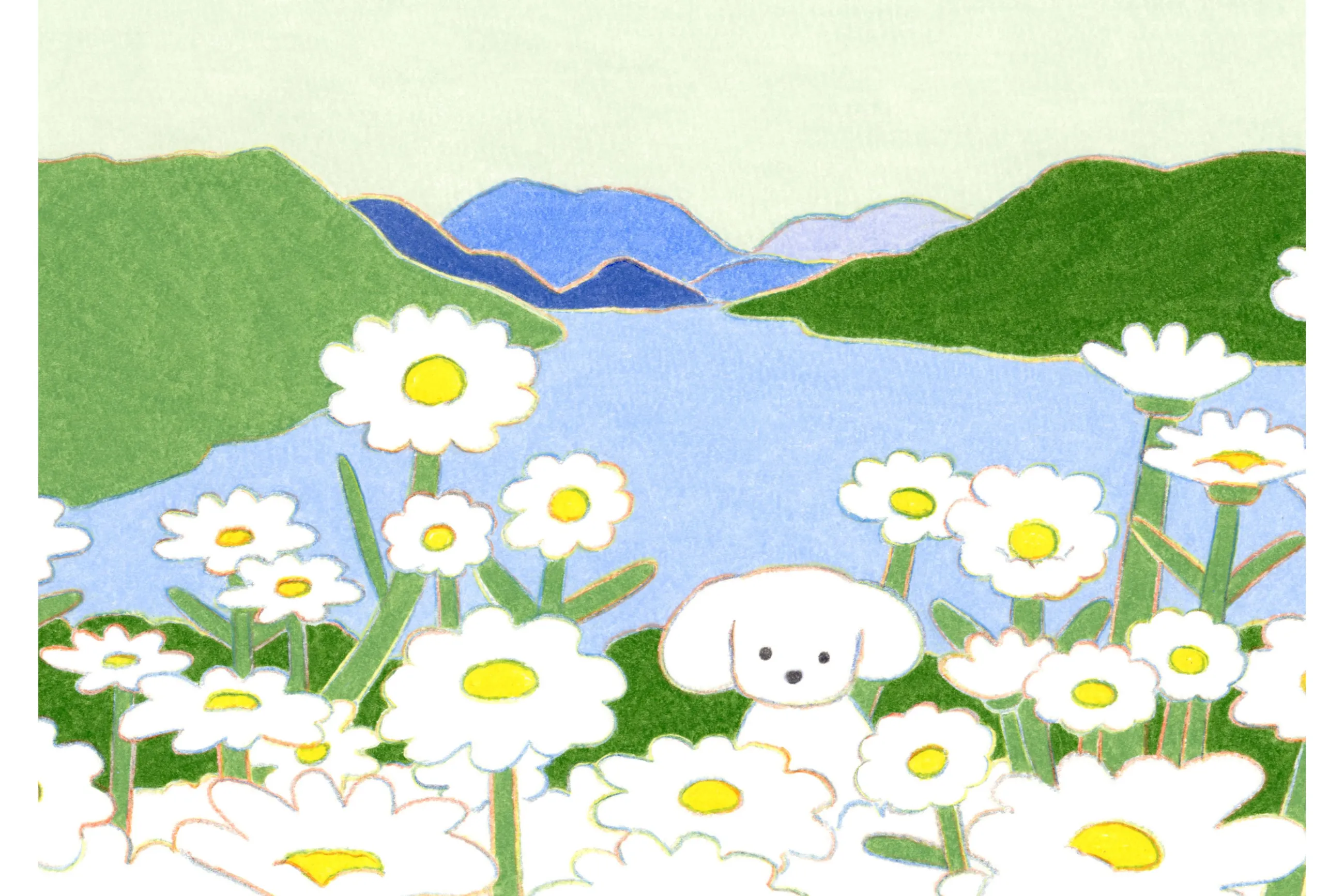 てらおかなつみ 原画 横27センチ 縦22.2センチ てらおかなつみ 犬と絵