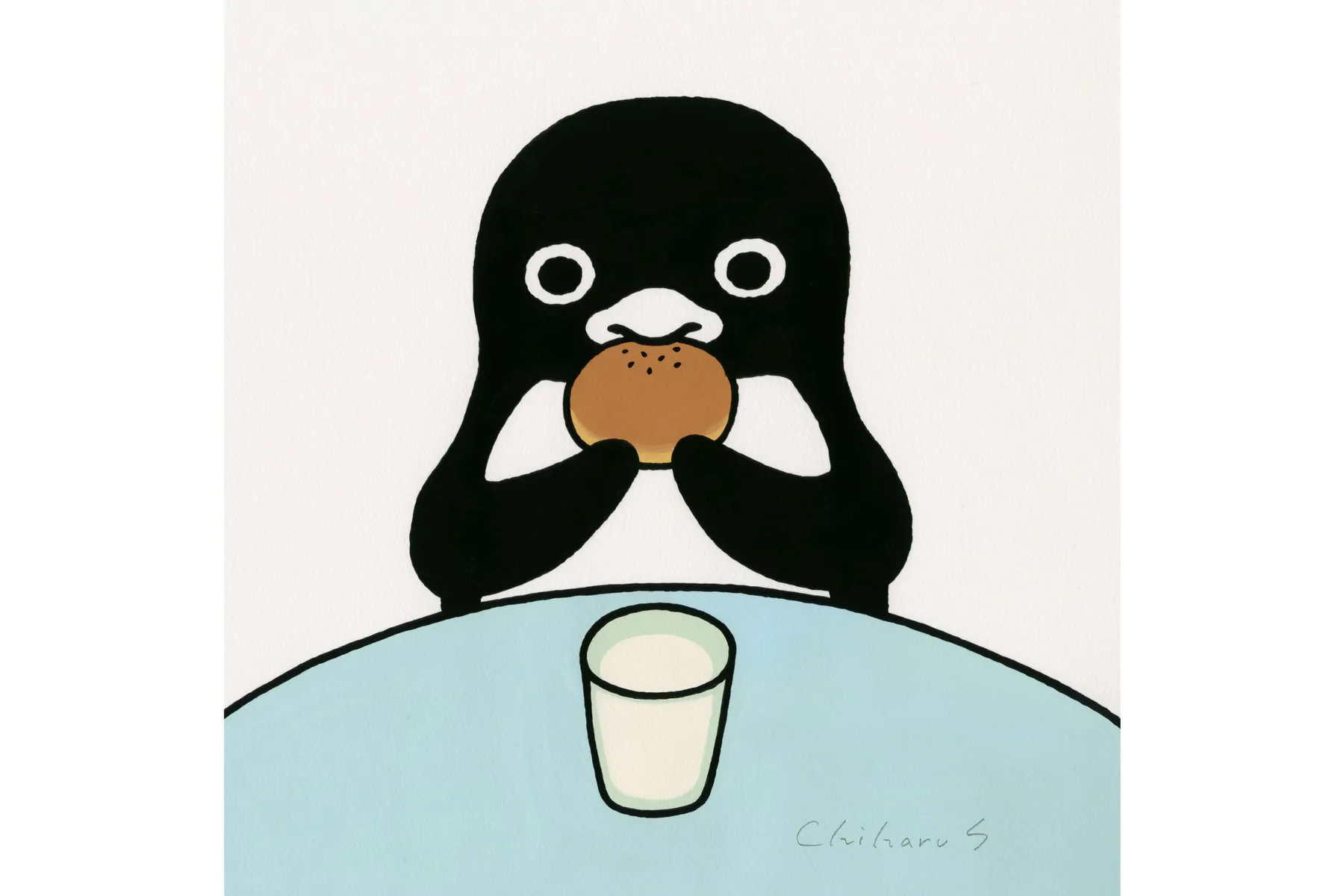 ペンギンの版画 113/200 忍ば 限定版 コーヒータイム 坂崎千春  