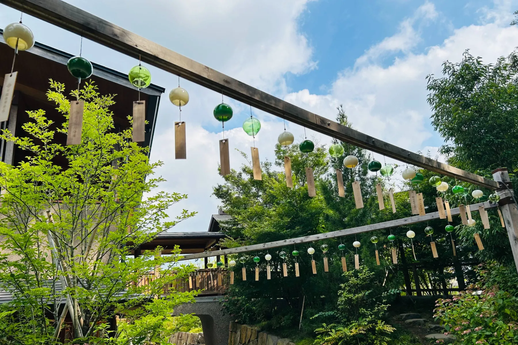 ＜川越氷川神社 縁むすび風鈴＞境内に飾られた風鈴(昼の様子)（2026年撮影：レッツエンジョイ東京編集部）