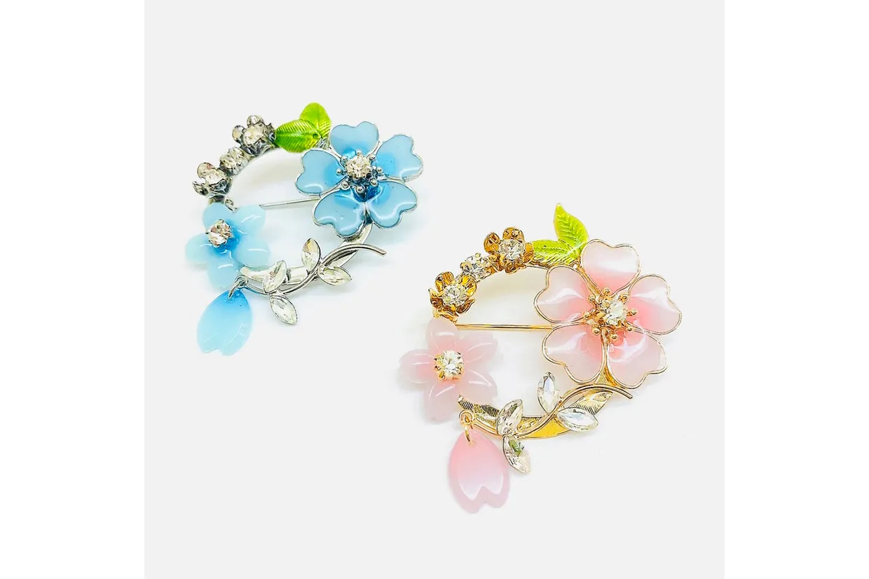 471 手描き✴桜❀シェル✴レジンヘアゴムキーホルダーブローチ