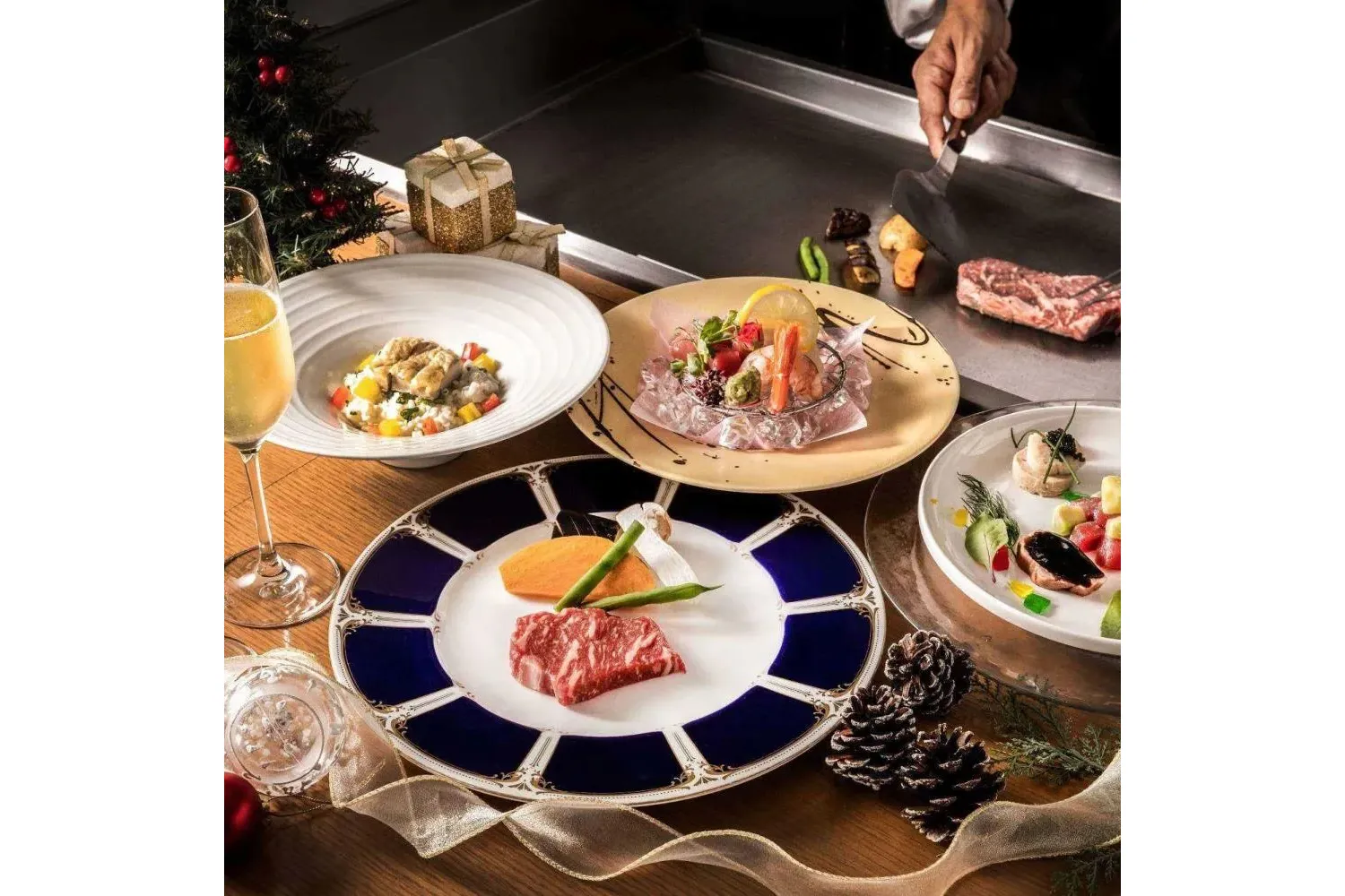 【クリスマス2024】ディナコース～煌～米沢牛鉄板焼きなど全5品【新宿プリンスホテル】_1