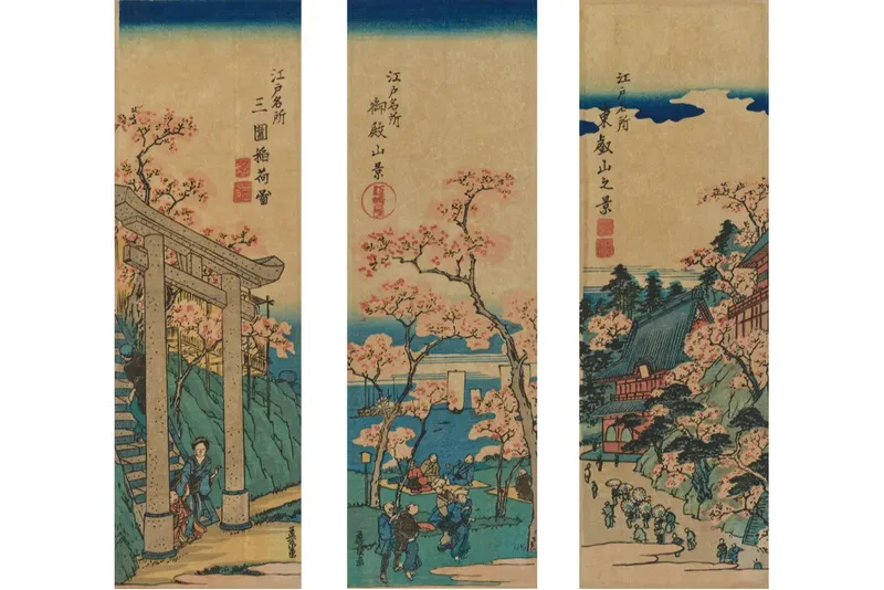 .江戸名所・三囲稲荷、江戸名所・御殿山景、江戸名所・東叡山之景