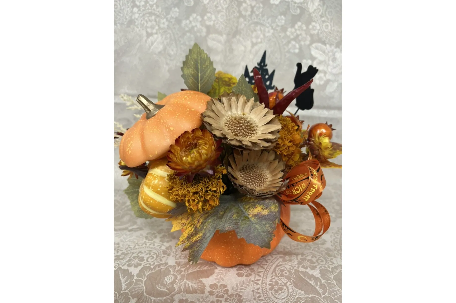 ★えっちゃん★ ハロウィンアレンジメント　他 紅葉 フラワーアレンジメント もみじ かぼちゃ ハロウィン 玄関
