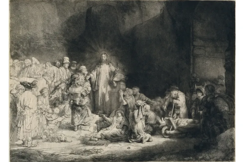 レンブラント・ハルメンスゾーン・ファン・レイン 《百グルデン版画》1648年頃 エッチング、ドライポイント、ビュラン／和紙 国立西洋美術館