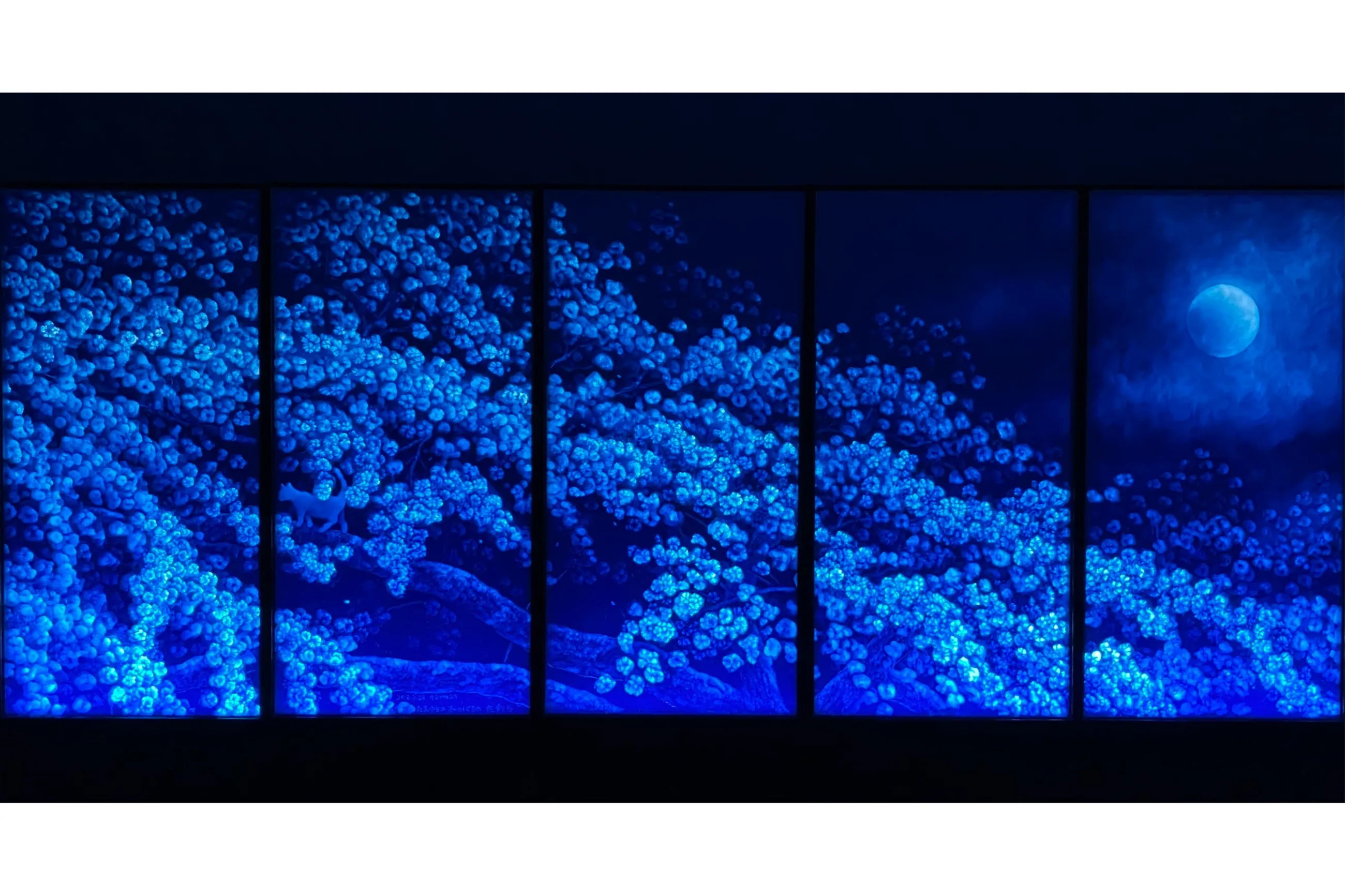 油彩画『光影共鳴』 原画 一点物 アート 光影共鳴～ゆるかわふうの光彫り世界と柴廣義(チャイグァンイー