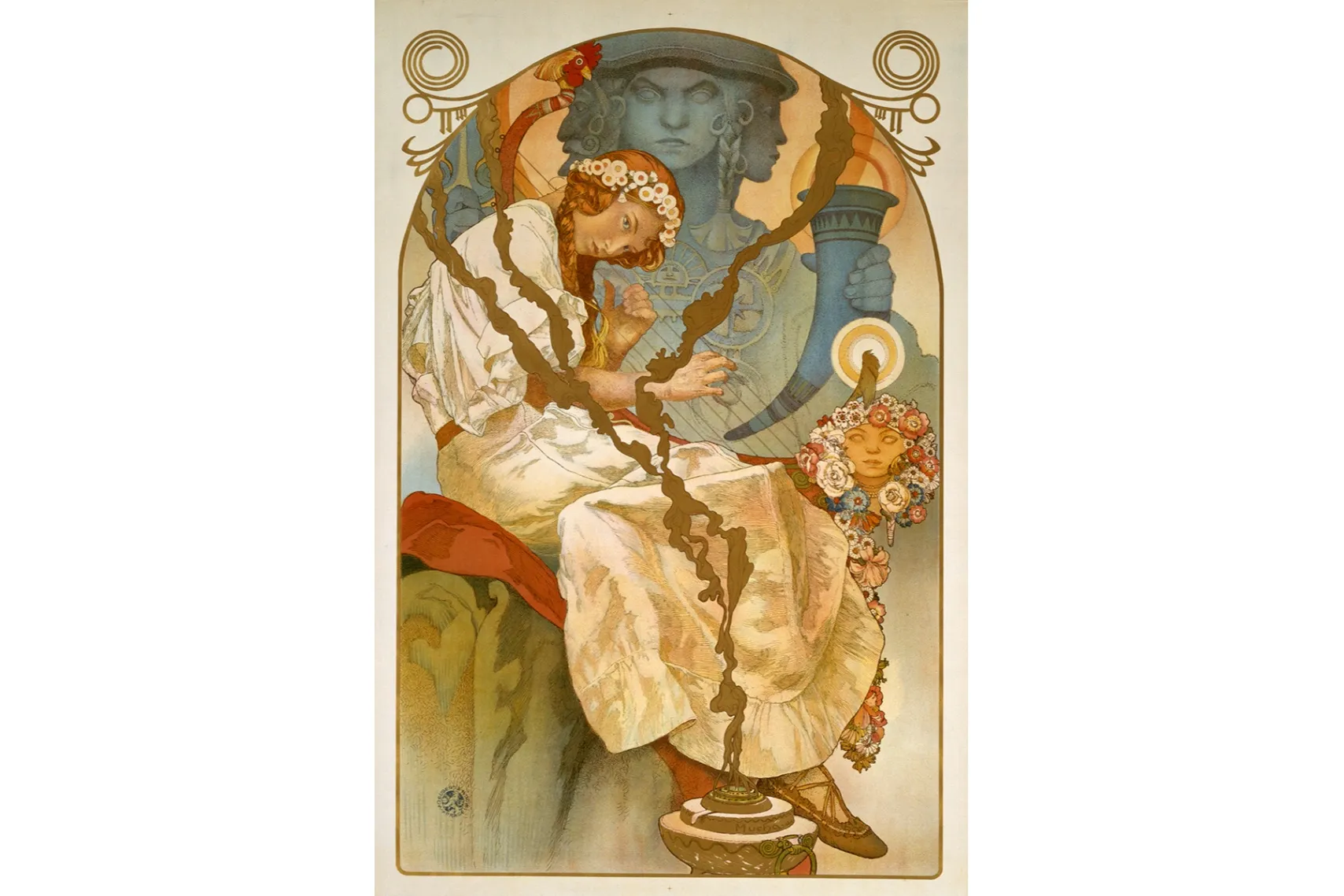 アルフォンス・ミュシャ、スラヴ賛歌、希少な画集より、新品高級額・額装付 アルフォンス・ミュシャ、裸婦、希少な画集より、新品高級額