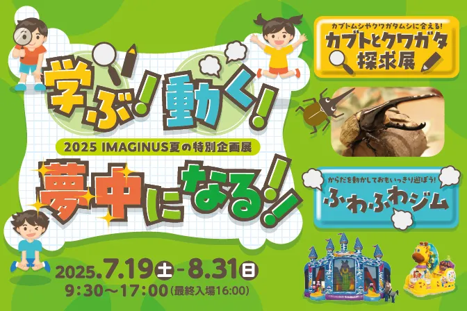 夏の特別企画展「カブトとクワガタ探求展」＆「ふわふわジム」