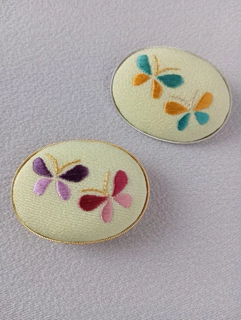 やさしい日本刺繍～お好みの色で彩る蝶の帯留め・ブローチ～_1