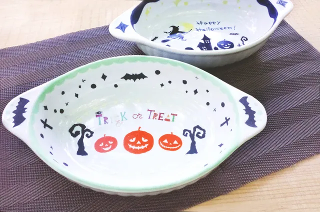 ハロウィン限定　陶芸絵付けメニュー「グラタン皿」_1