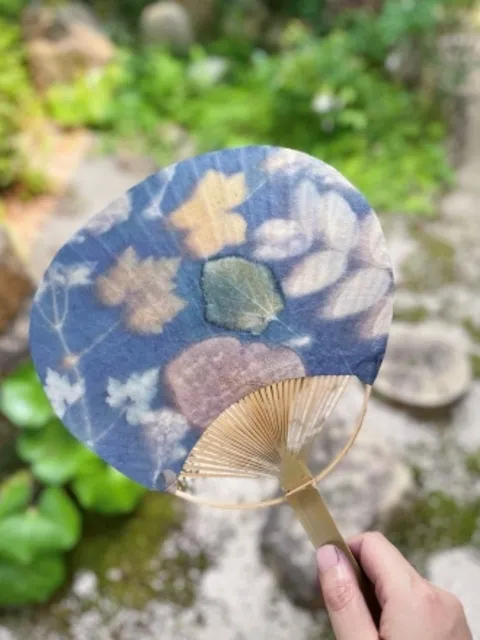 草木染め和紙でうちわを作ろう_1