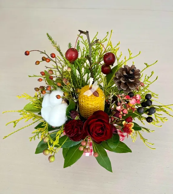花育キッズ12月　みつろうキャンドルミニアレンジを作ろう_1