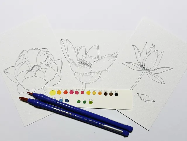 花蓮の交流展 塗り絵ハス_1