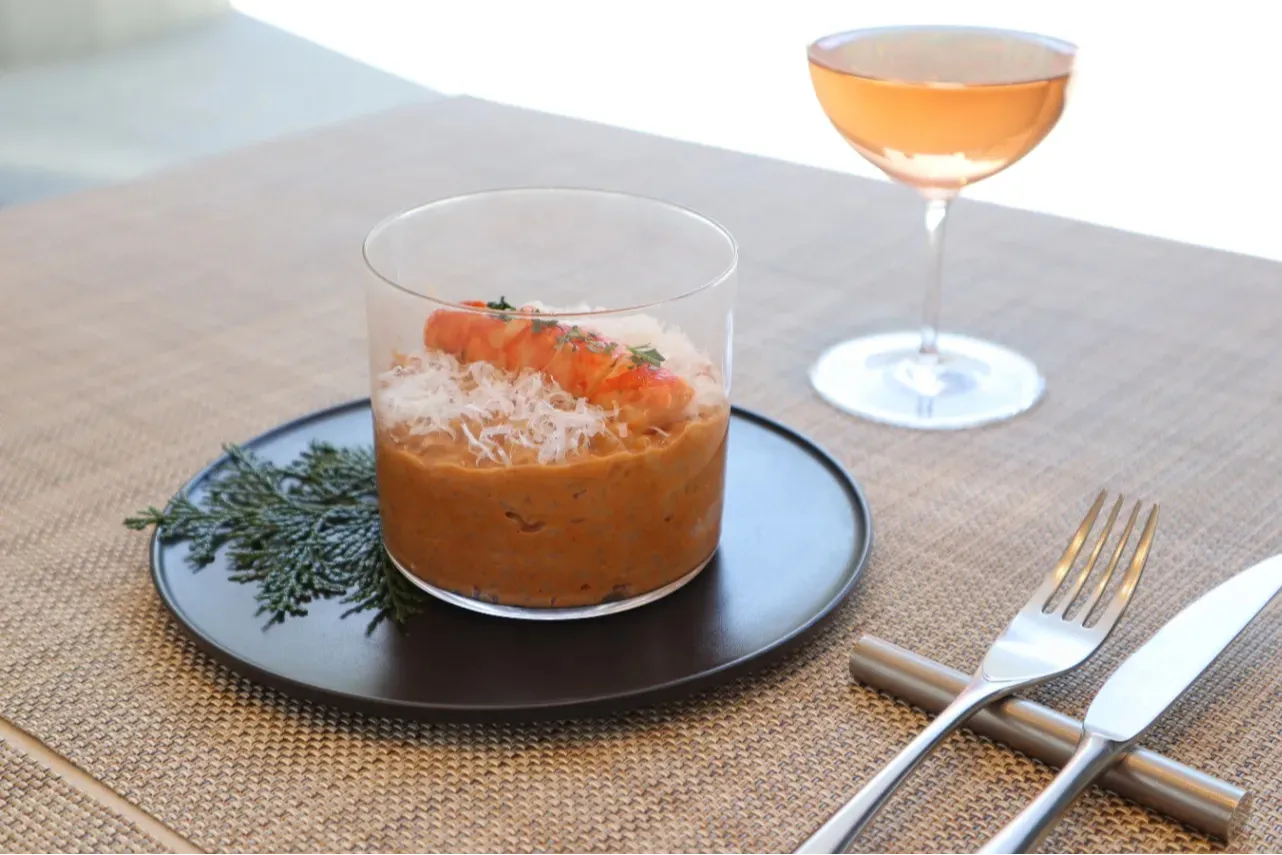 ▲アーティゾン美術館ミュージアムカフェ コースメニュー例（海老のリゾット）