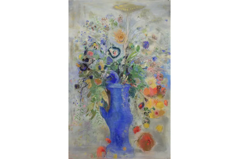 ▲オディロン・ルドン《グラン・ブーケ（大きな花束）》1901年 パステル、カンヴァス 248.3 × 162.9cm 三菱一号館美術館蔵