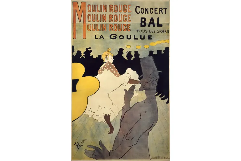 ▲アンリ・ド・トゥールーズ=ロートレック《ムーラン・ルージュ、ラ・グーリュ》1891年 リトグラフ、紙 193.8 × 119.3 cm三菱一号館美術館蔵